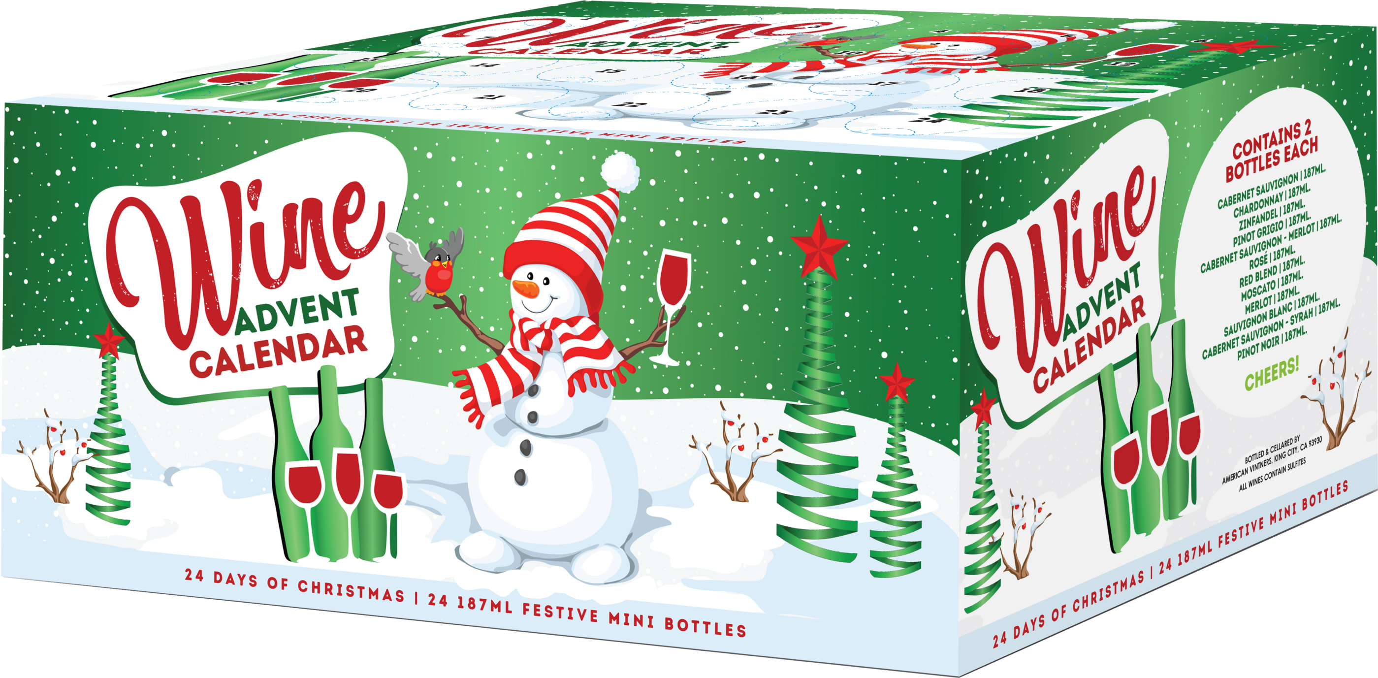 Christmas Wine Advent Calendar 24pack 187ml BottleBargains