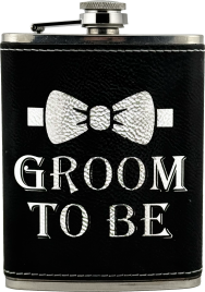 Engraved Flask Black Leatherette 8oz. 8 oz