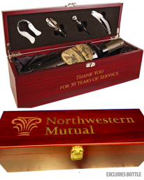 Engraved Rosewood Single Wine box with 4 Tools
