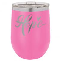 Engraved Stemless Insulated Wine Tumbler w/ Lid, Pink 12 oz